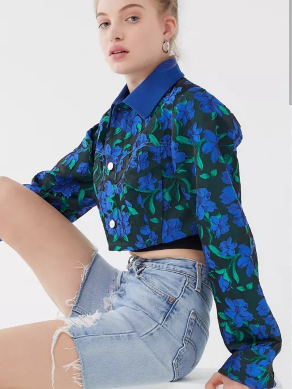 House Of Sunny Jacquard Cropped Work Jacket / sz US 6 (UK 10)